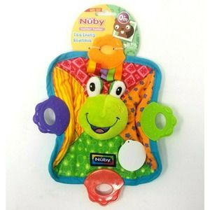 Nuby Teething Blankie Frog Squeak & Crinkle Teether & Blanket Multicolor